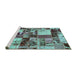 Sideview of Machine Washable Patchwork Turquoise Transitional Area Rugs, wshabs5626turq