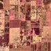 Square Patchwork Brown Transitional Rug, abs5626brn