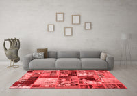 Machine Washable Patchwork Red Transitional Rug, wshabs5626red