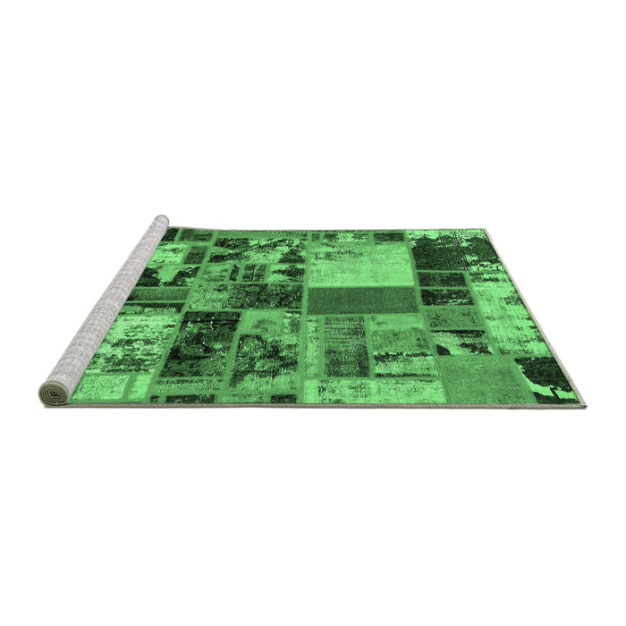 Sideview of Machine Washable Patchwork Emerald Green Transitional Area Rugs, wshabs5626emgrn
