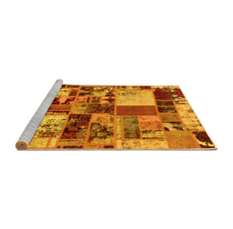 Sideview of Machine Washable Patchwork Yellow Transitional Rug, wshabs5626yw