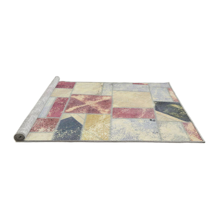 Sideview of Machine Washable Abstract Tan Brown Gold Rug, wshabs5627