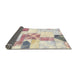 Sideview of Abstract Tan Brown Gold Patchwork Rug, abs5627