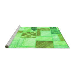 Sideview of Machine Washable Patchwork Green Transitional Area Rugs, wshabs5627grn