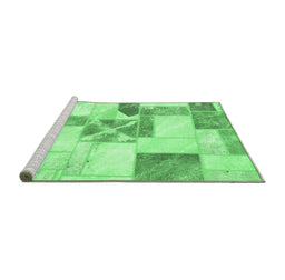 Sideview of Machine Washable Patchwork Emerald Green Transitional Area Rugs, wshabs5627emgrn