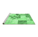 Sideview of Machine Washable Patchwork Emerald Green Transitional Area Rugs, wshabs5627emgrn