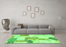 Machine Washable Patchwork Green Transitional Area Rugs in a Living Room,, wshabs5627grn