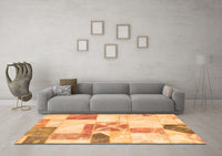 Machine Washable Patchwork Orange Transitional Rug, wshabs5627org