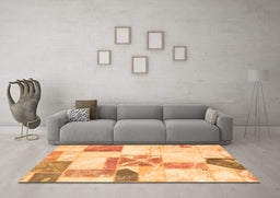 Machine Washable Patchwork Orange Transitional Area Rugs in a Living Room, wshabs5627org