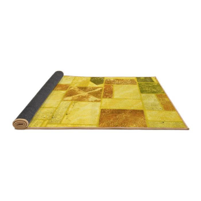Sideview of Patchwork Yellow Transitional Rug, abs5627yw
