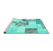 Sideview of Machine Washable Patchwork Turquoise Transitional Area Rugs, wshabs5627turq