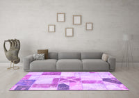 Machine Washable Patchwork Purple Transitional Rug, wshabs5627pur