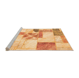 Sideview of Machine Washable Patchwork Orange Transitional Area Rugs, wshabs5627org