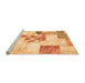 Sideview of Machine Washable Patchwork Orange Transitional Area Rugs, wshabs5627org