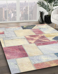 Abstract Tan Brown Gold Patchwork Rug, abs5627