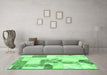 Machine Washable Patchwork Emerald Green Transitional Area Rugs in a Living Room,, wshabs5627emgrn