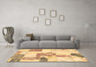 Machine Washable Patchwork Brown Transitional Rug in a Living Room,, wshabs5627brn