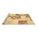 Sideview of Machine Washable Patchwork Brown Transitional Rug, wshabs5627brn