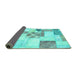 Sideview of Patchwork Turquoise Transitional Rug, abs5627turq