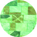 Round Patchwork Green Transitional Rug, abs5627grn