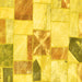 Square Machine Washable Patchwork Yellow Transitional Rug, wshabs5627yw