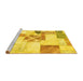 Sideview of Machine Washable Patchwork Yellow Transitional Rug, wshabs5627yw