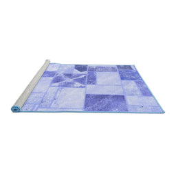 Sideview of Machine Washable Patchwork Blue Transitional Rug, wshabs5627blu