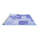 Sideview of Machine Washable Patchwork Blue Transitional Rug, wshabs5627blu