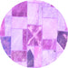 Round Patchwork Purple Transitional Rug, abs5627pur