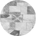 Round Machine Washable Patchwork Gray Transitional Rug, wshabs5627gry