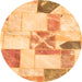 Round Patchwork Orange Transitional Rug, abs5627org