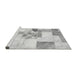 Sideview of Machine Washable Patchwork Gray Transitional Rug, wshabs5627gry