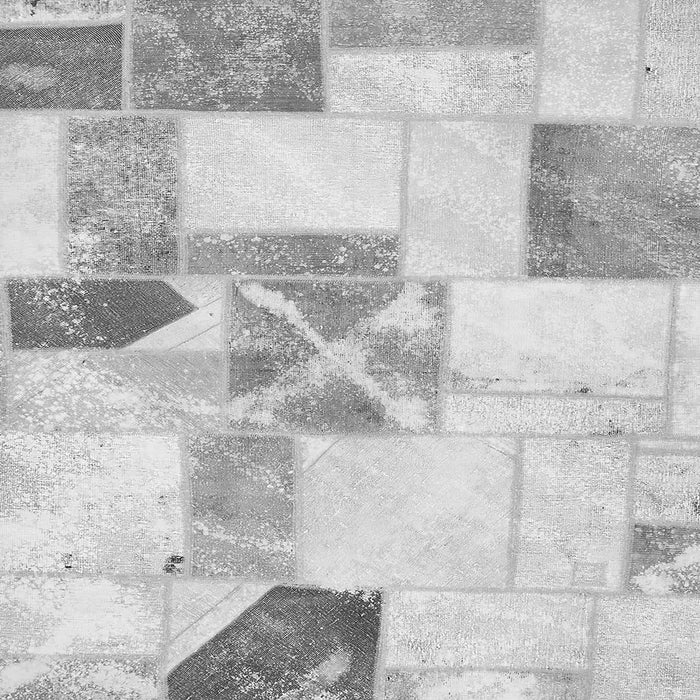 Square Machine Washable Patchwork Gray Transitional Rug, wshabs5627gry