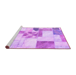 Sideview of Machine Washable Patchwork Purple Transitional Area Rugs, wshabs5627pur