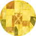 Round Patchwork Yellow Transitional Rug, abs5627yw