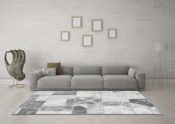 Machine Washable Patchwork Gray Transitional Rug in a Living Room,, wshabs5627gry