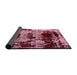 Sideview of Abstract Wine Red Patchwork Rug, abs5628