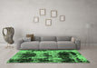 Machine Washable Patchwork Emerald Green Transitional Area Rugs in a Living Room,, wshabs5628emgrn