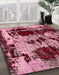 Machine Washable Abstract Red Wine or Wine Red Rug in a Family Room, wshabs5628