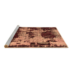 Sideview of Machine Washable Patchwork Brown Transitional Rug, wshabs5628brn