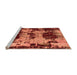 Sideview of Machine Washable Patchwork Orange Transitional Area Rugs, wshabs5628org