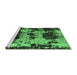 Sideview of Machine Washable Patchwork Emerald Green Transitional Area Rugs, wshabs5628emgrn