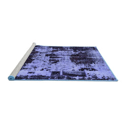 Sideview of Machine Washable Patchwork Blue Transitional Rug, wshabs5628blu