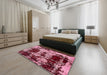 Machine Washable Abstract Red Wine or Wine Red Rug in a Bedroom, wshabs5628