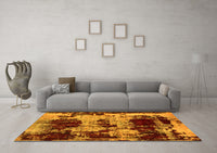 Machine Washable Patchwork Yellow Transitional Rug, wshabs5628yw