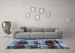 Machine Washable Patchwork Light Blue Transitional Rug in a Living Room, wshabs5628lblu