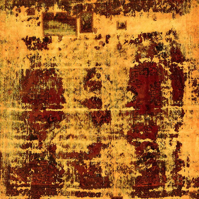 Square Machine Washable Patchwork Yellow Transitional Rug, wshabs5628yw