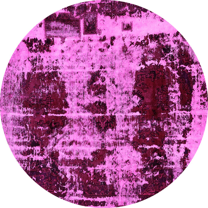 Round Machine Washable Patchwork Pink Transitional Rug, wshabs5628pnk