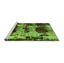 Sideview of Machine Washable Patchwork Green Transitional Area Rugs, wshabs5628grn