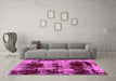 Machine Washable Patchwork Pink Transitional Rug in a Living Room, wshabs5628pnk